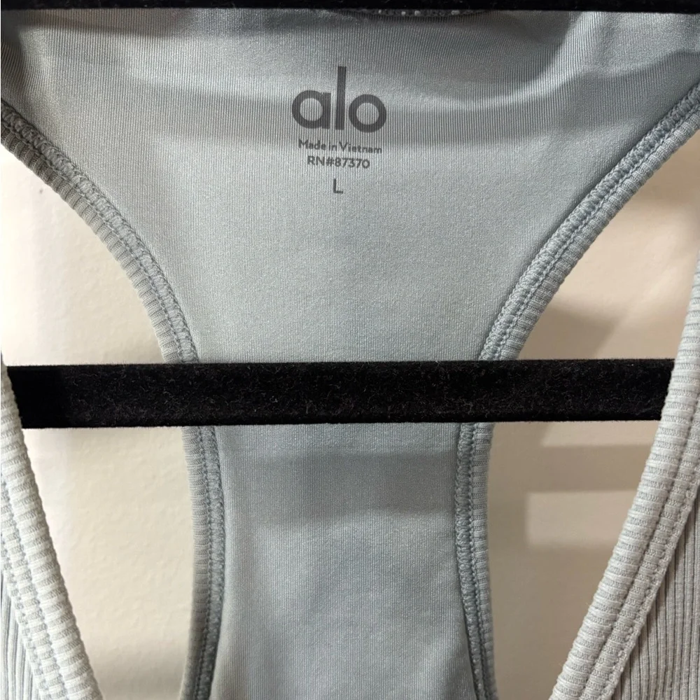 ALO Yoga Ribbed V-Neck Racerback Tank in Sage - Picture 3 of 3
